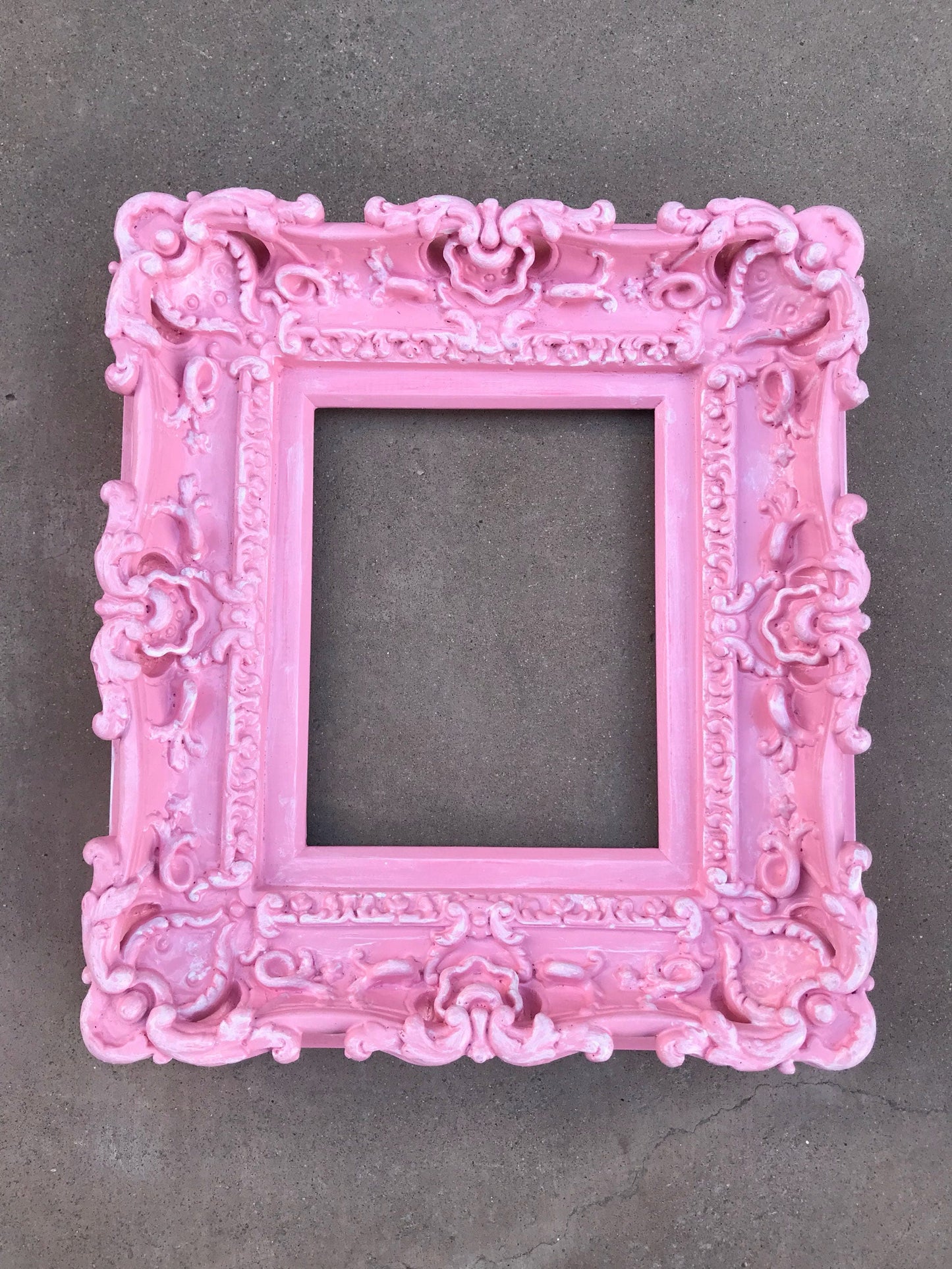 8.5x11 Baby Pink Frame, Shabby Chic Picture Frame, Cottage Art Photo Frame, Fancy Frame