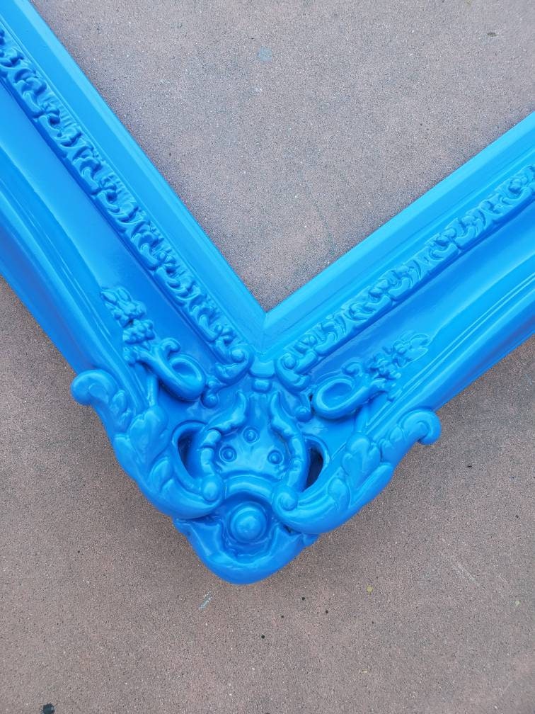 16x20 Bright Blue Picture Frame, Modern Photo Frame, Original Frame, Cottage Ornate Frame