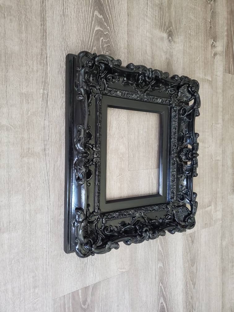 8x10 Black Frame, Baroque Art Picture Frame, Cottage Chic Stylish Frame