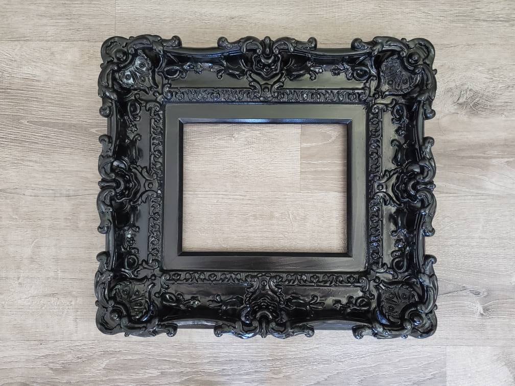 8x10 Black Frame, Baroque Art Picture Frame, Cottage Chic Stylish Frame
