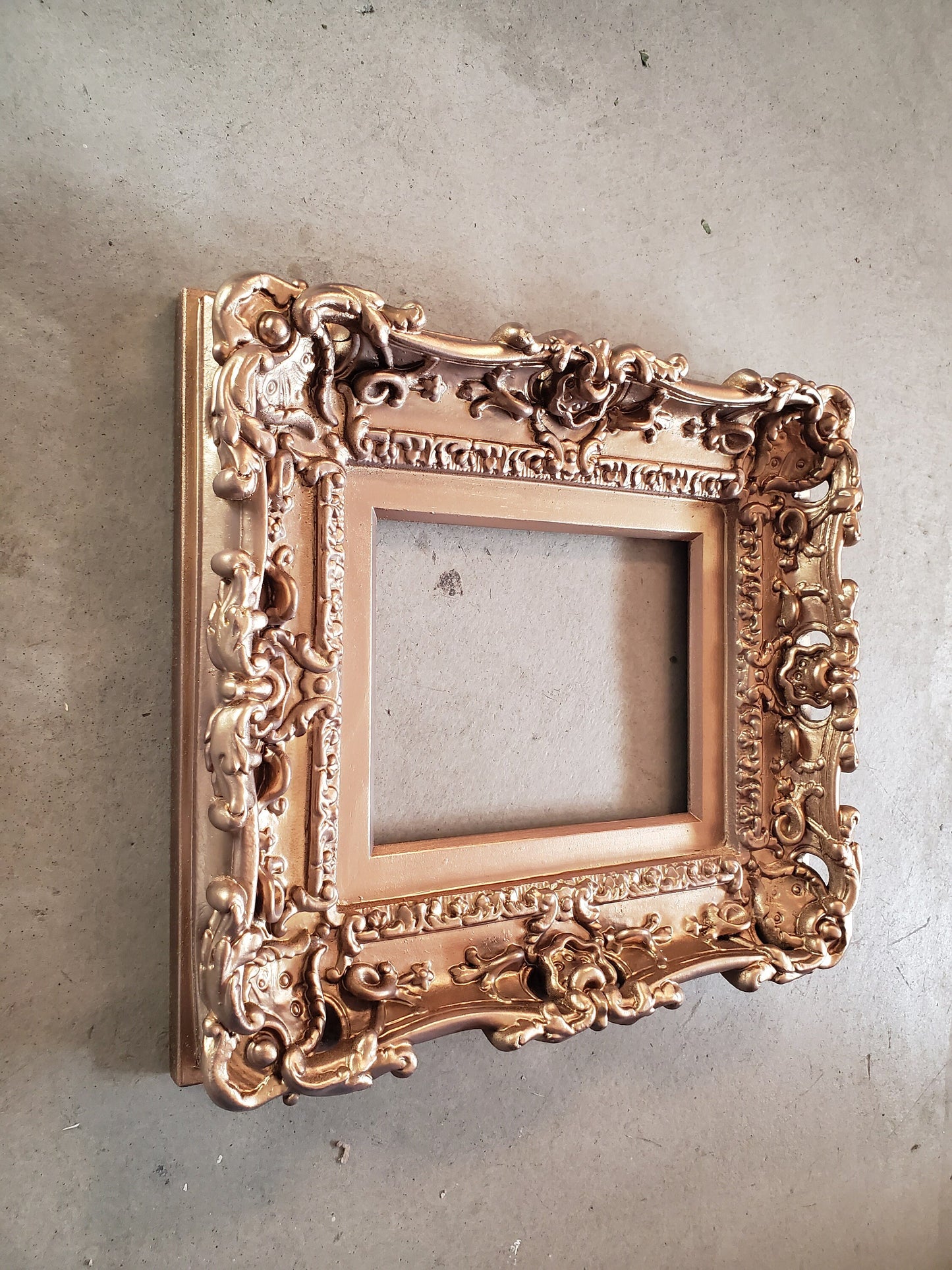 8x10 Bronze picture frame, small mid century photo frame, artwork, wall painting framed