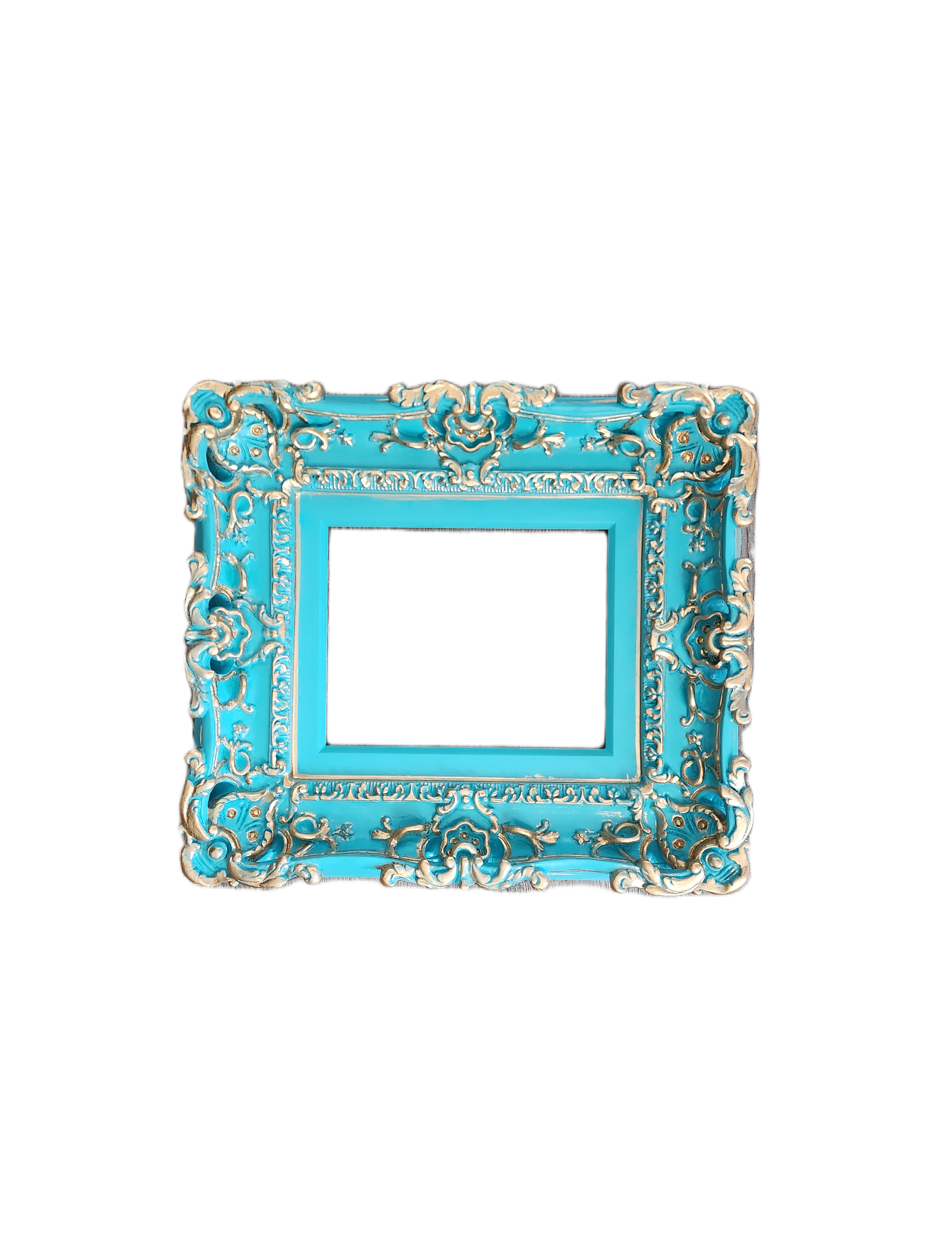 8.5x11 Turquoise Frame, Shabby Picture Frame, Cottage Photo Frame, Fancy French Frame