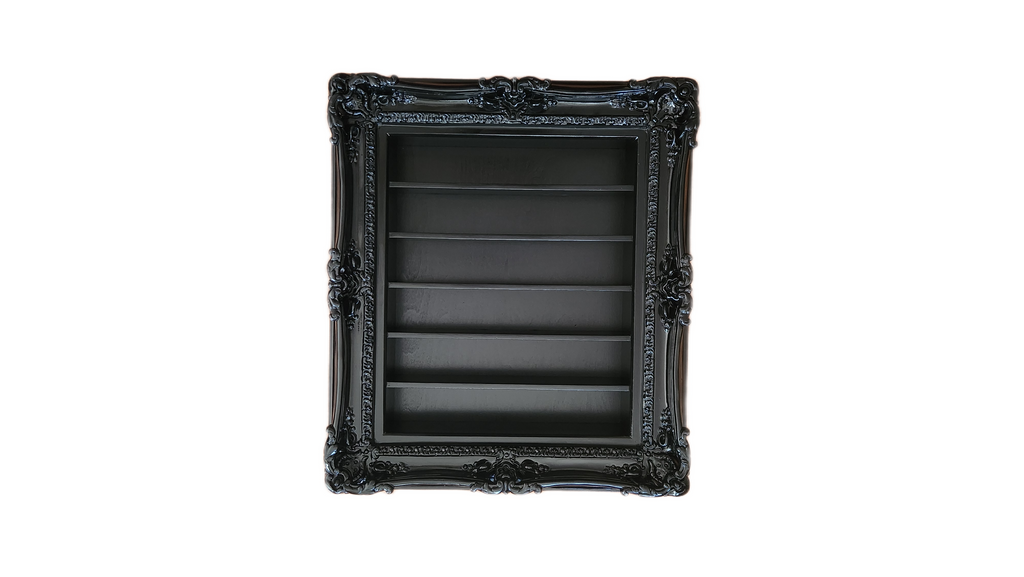 20x24 Black Hanging Frame Display with Shelves, Nail Polish Display