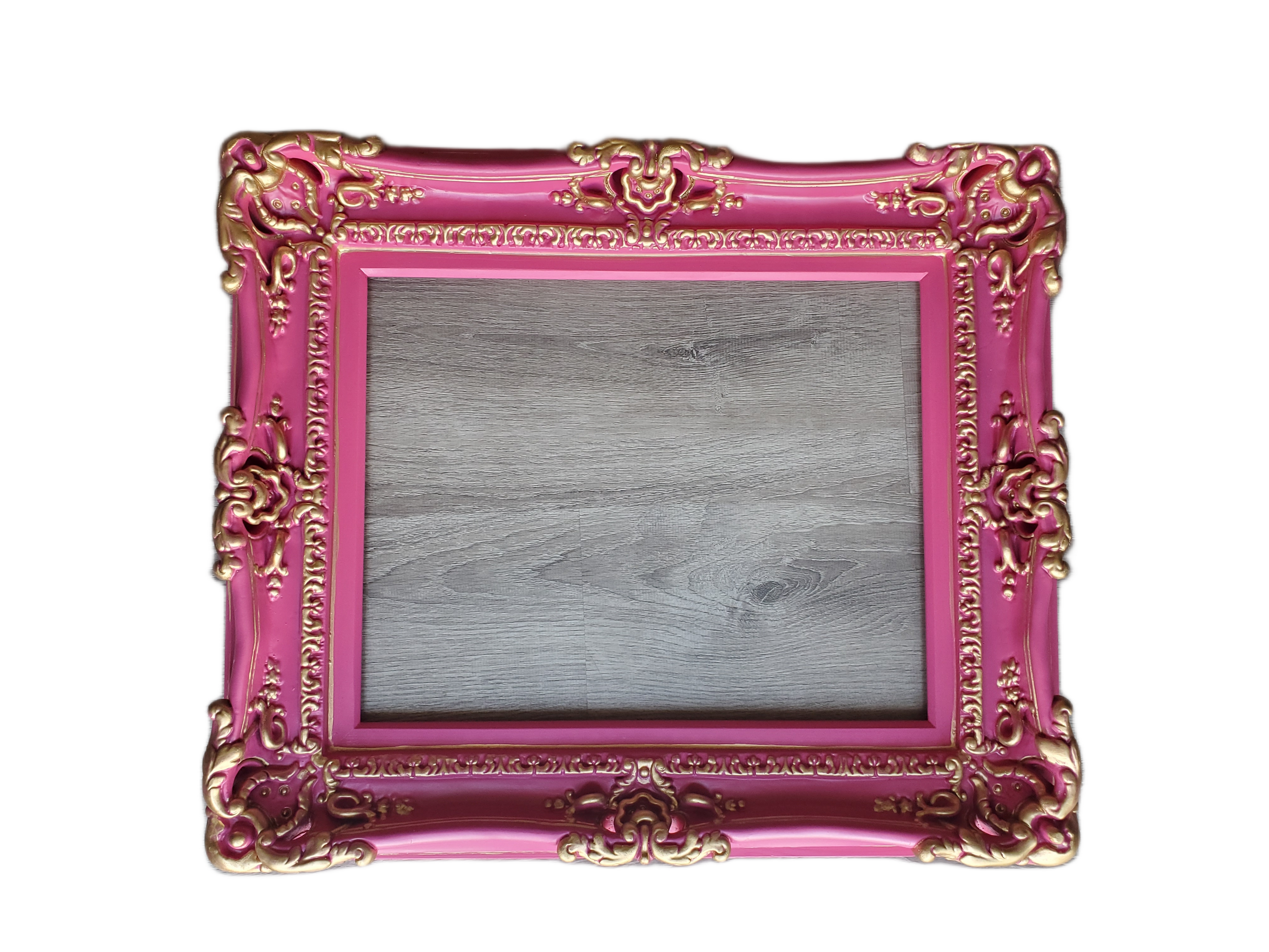 20x24 Hot Pink Photo Frame, Wall Ornate Baroque Fancy Frame, Golden