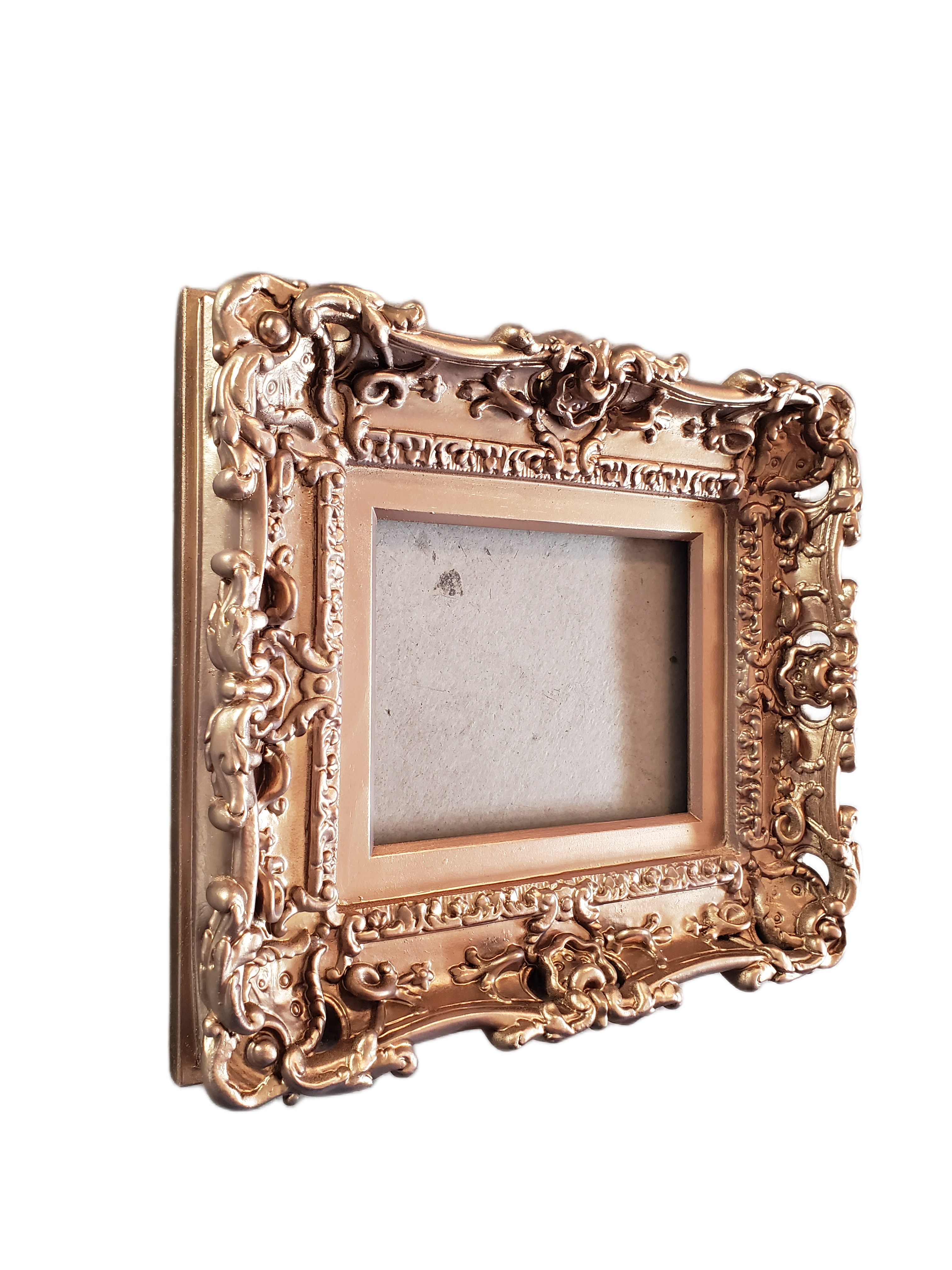 8x10 Bronze picture frame, small mid century photo frame, artwork, wall painting framed