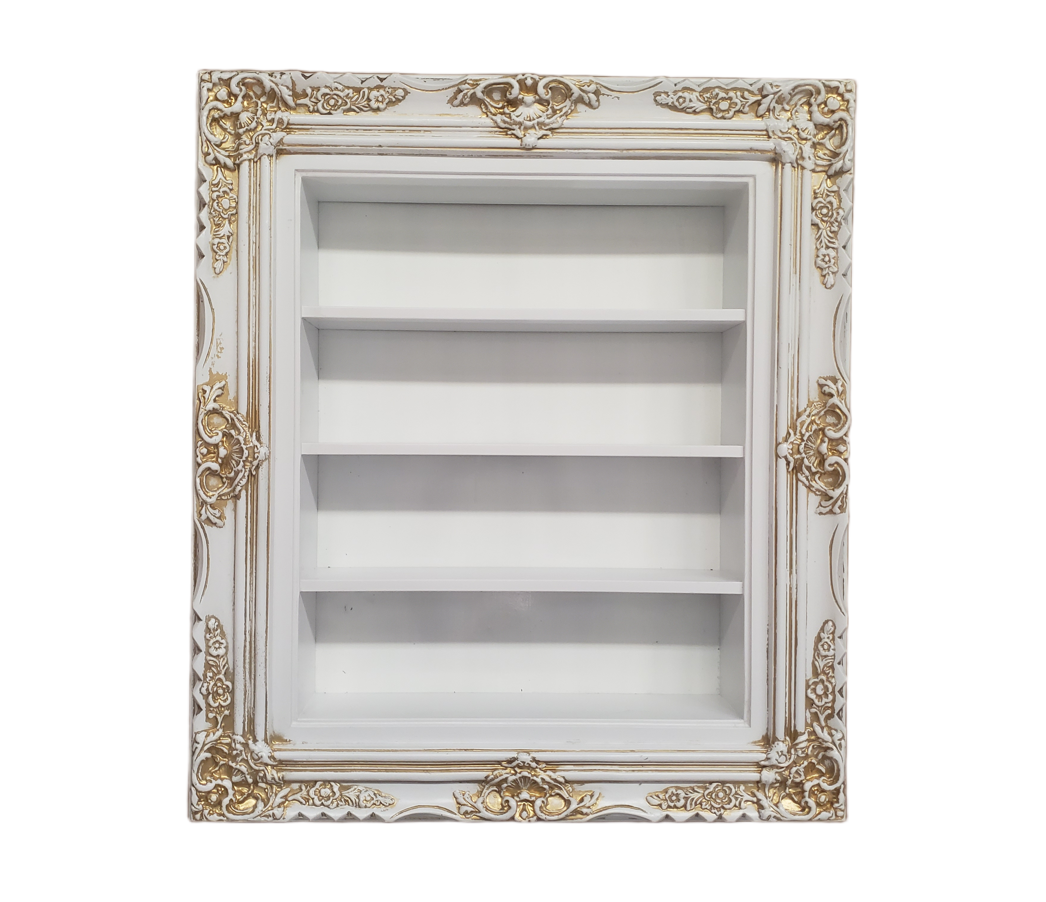 20x24 White Gold Ornate Wall Shelves Display, Nail Polish Self, Kitchen
