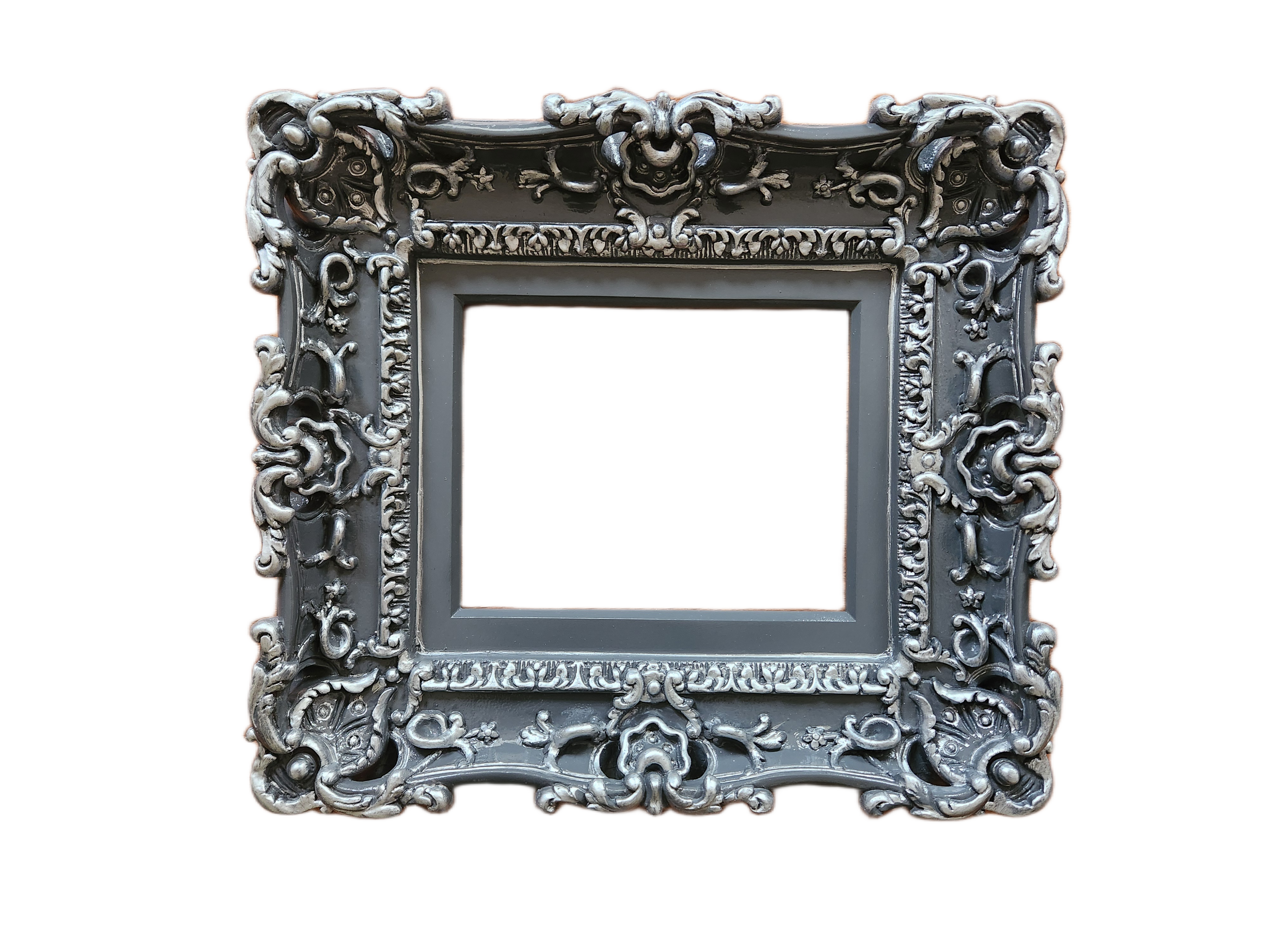 8.5x11 Gray Baroque Picture Frame, Ornate Cottage Photo Fancy Art Frame