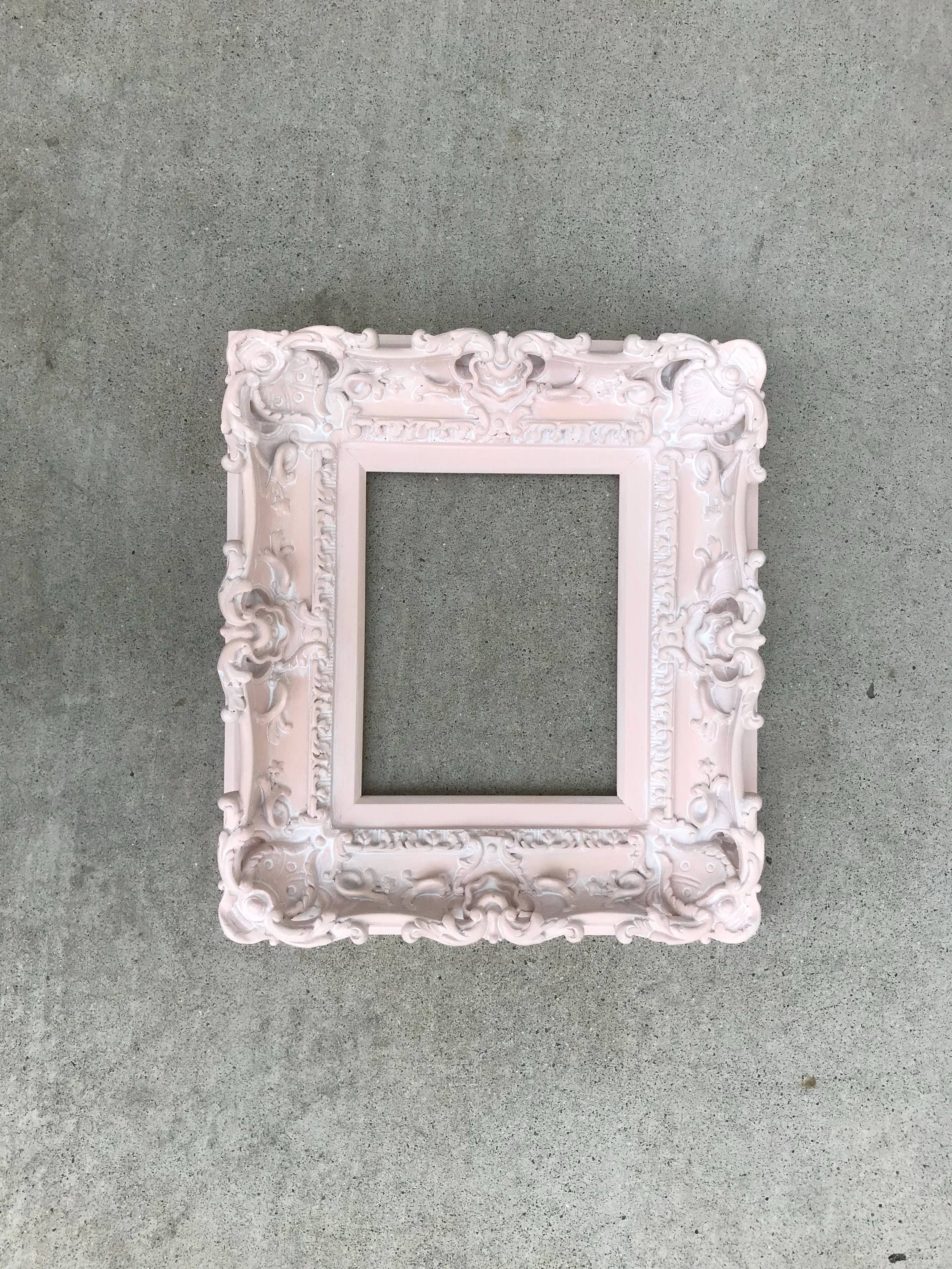 8x10 Shabby Picture Frame, Ornate Baroque Photo Frame, Vintage Distressed Peach Frame