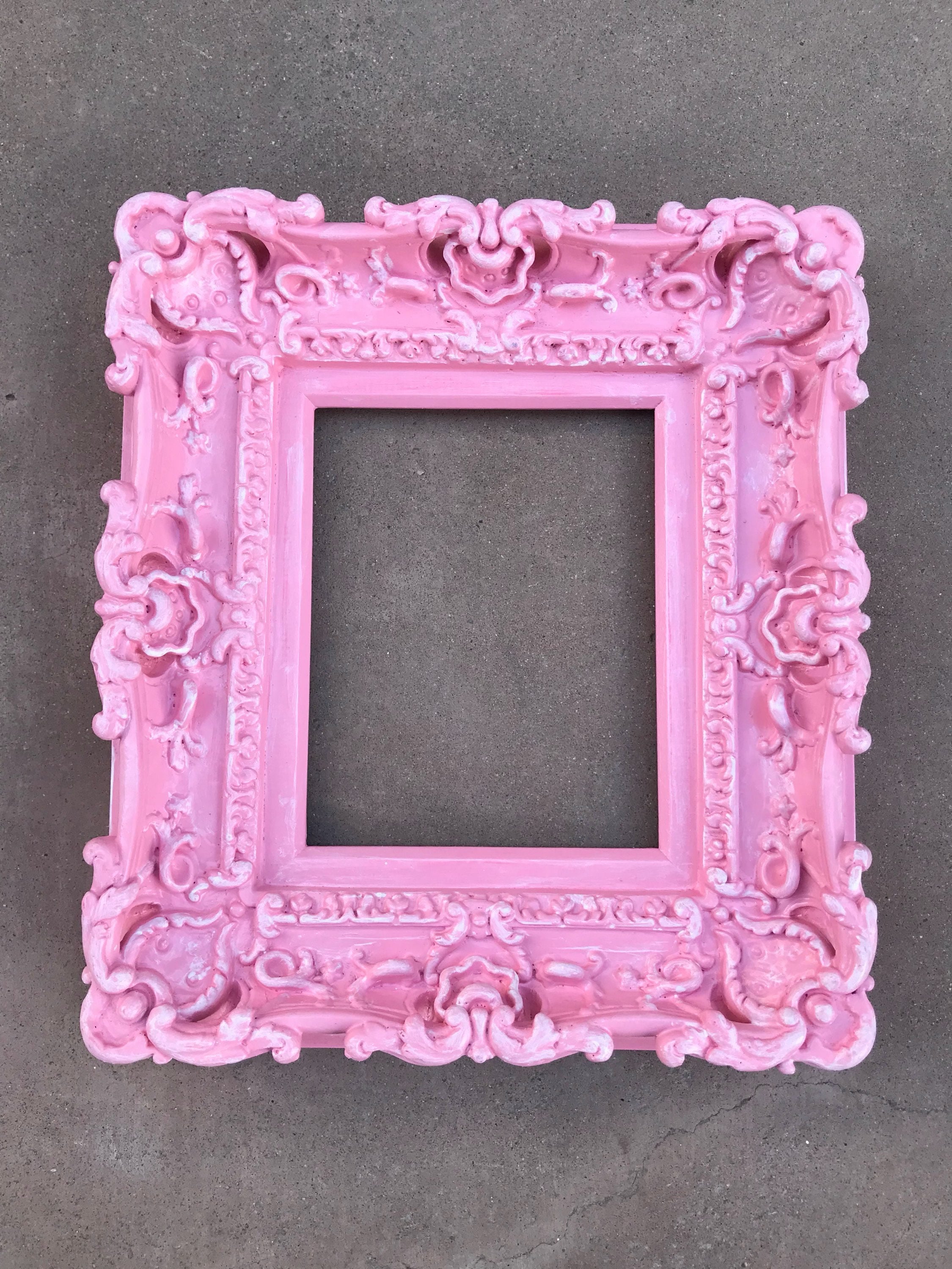 8.5x11 Baby Pink Frame, Shabby Chic Picture Frame, Cottage Art Photo Frame, Fancy Frame