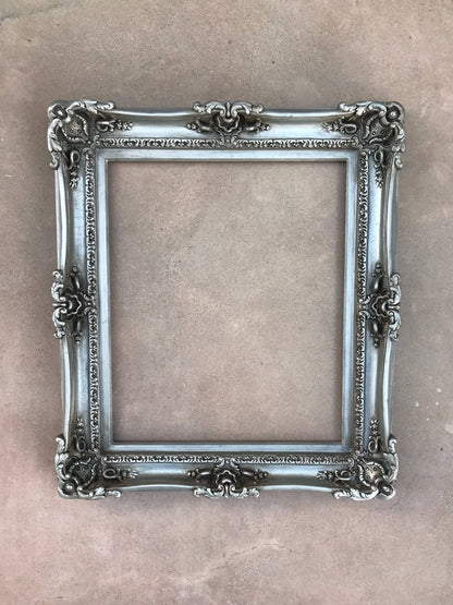 20x24 Vintage Silver Picture Frame in Distressed Style, Antique Frame