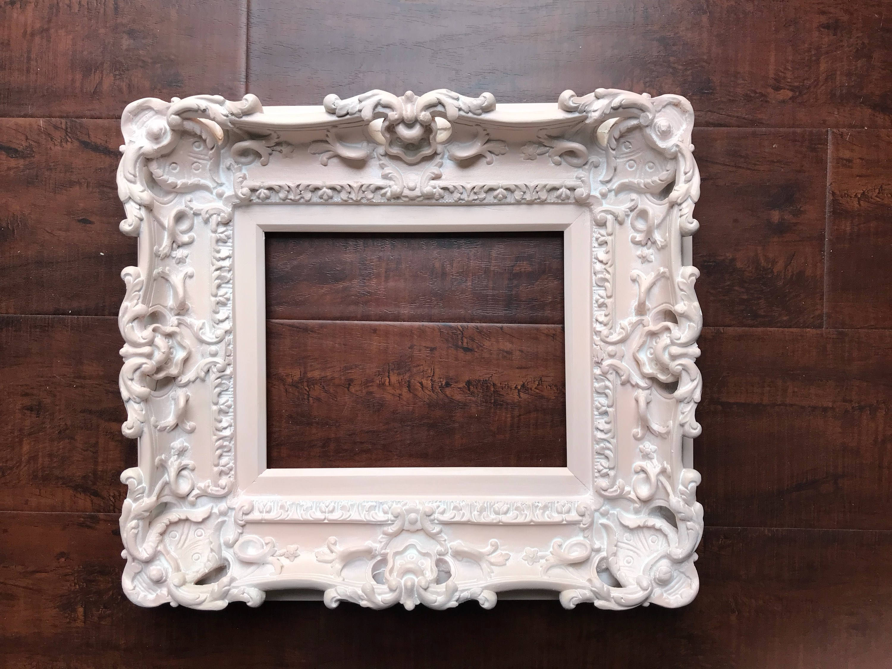 8x10 Shabby Picture Frame, Ornate Baroque Photo Frame, Vintage Distressed Peach Frame