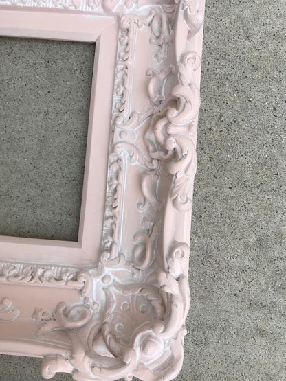 8.5x11 Vintage Picture Frame, Distressed Peach Frame, Original French Fancy Frame