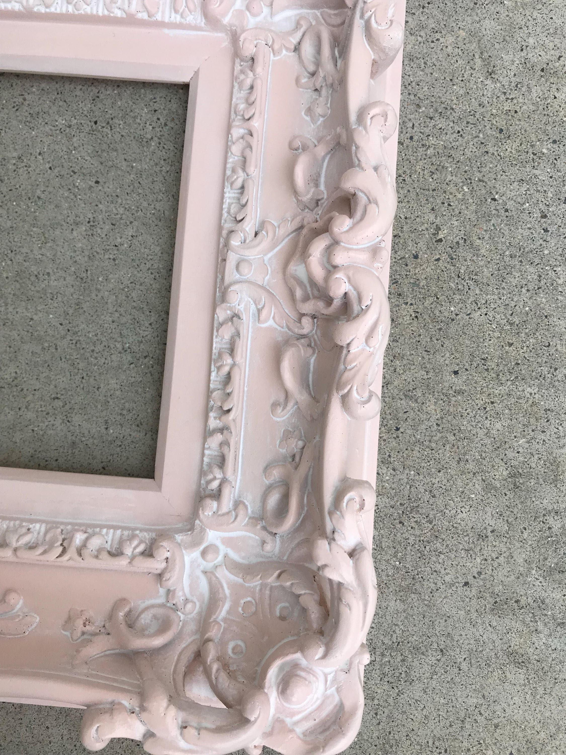 8x10 Shabby Picture Frame, Ornate Baroque Photo Frame, Vintage Distressed Peach Frame
