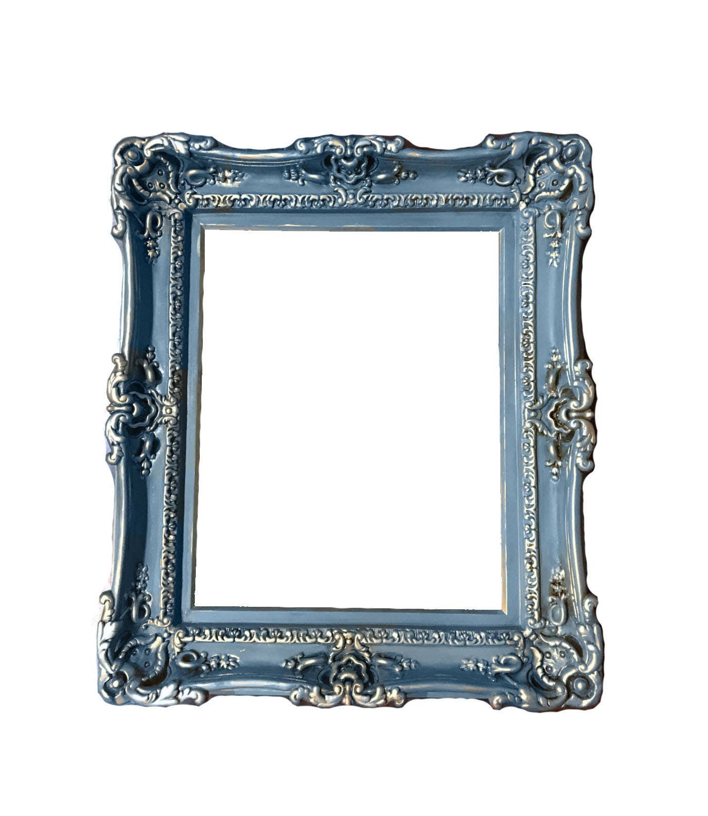 20x24 Shabby Chic Blue Frame, Vintage Cottage Style, Fancy Frame