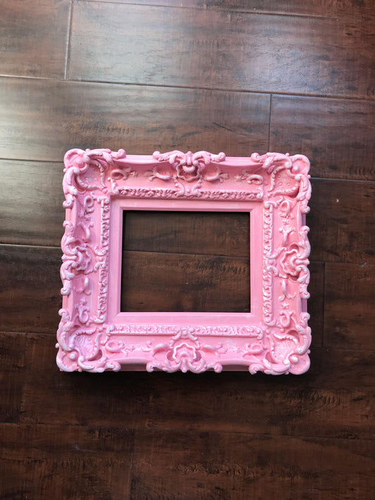 8.5x11 Baby Pink Frame, Shabby Chic Picture Frame, Cottage Art Photo Frame, Fancy Frame