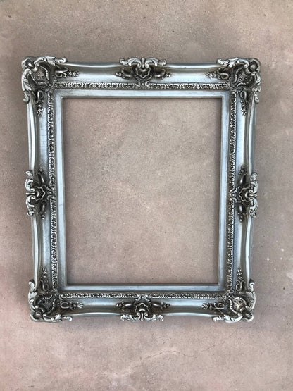 20x24 Vintage Silver Picture Frame in Distressed Style, Antique Frame