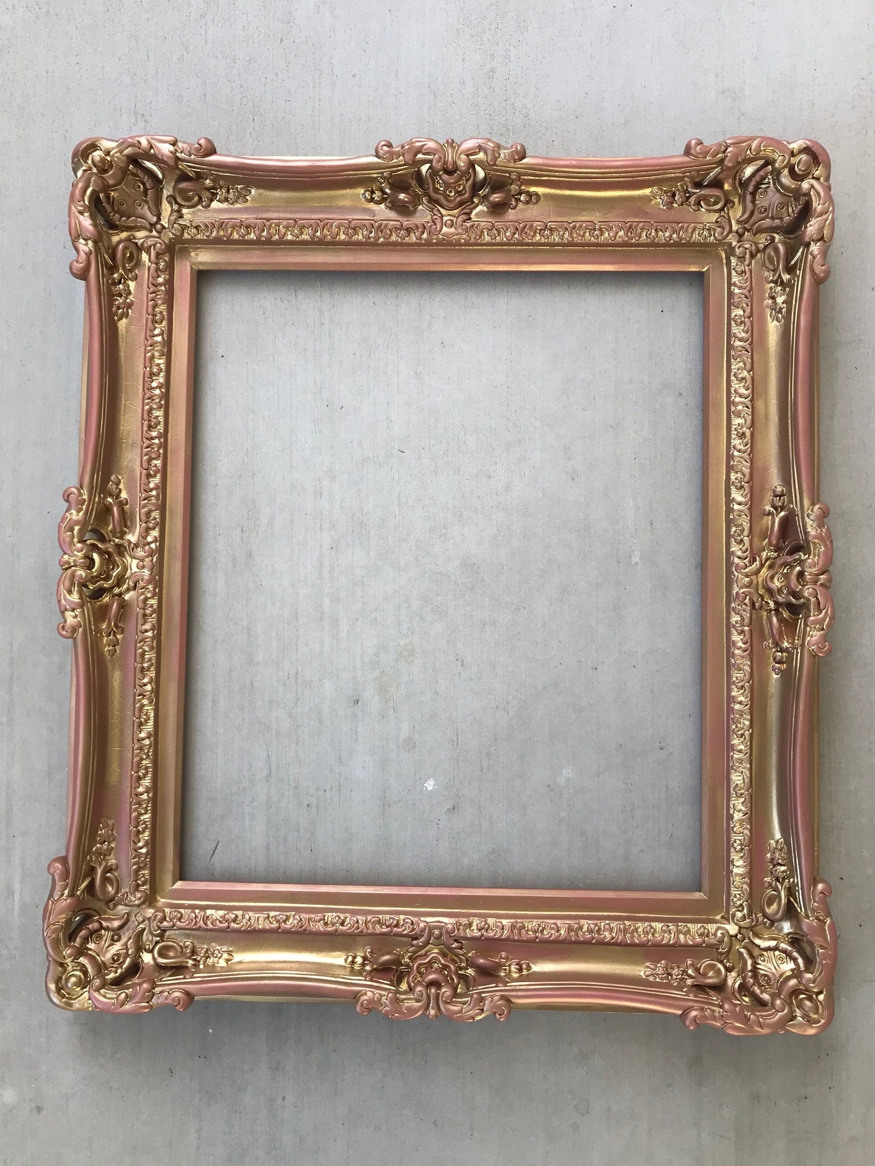 16x20 Rose Gold Picture Frame, Victorian Style, Mid Century Frame