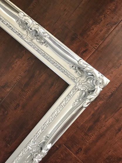 20x24 Silver Picture Frame, Fancy Traditional Baroque Frame, Original Frame