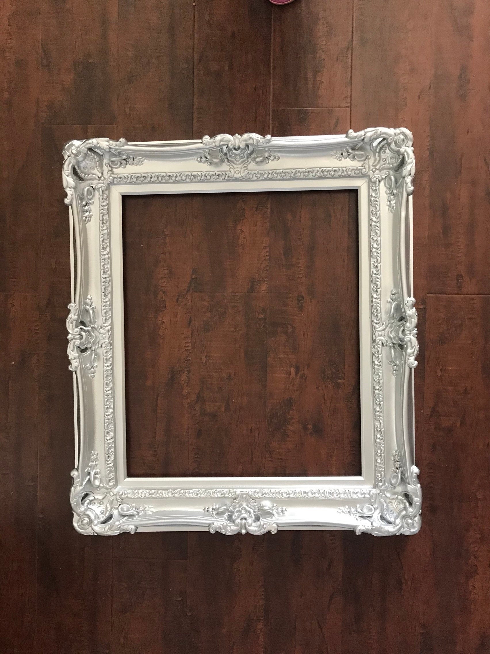 20x24 Silver Picture Frame, Fancy Traditional Baroque Frame, Original Frame
