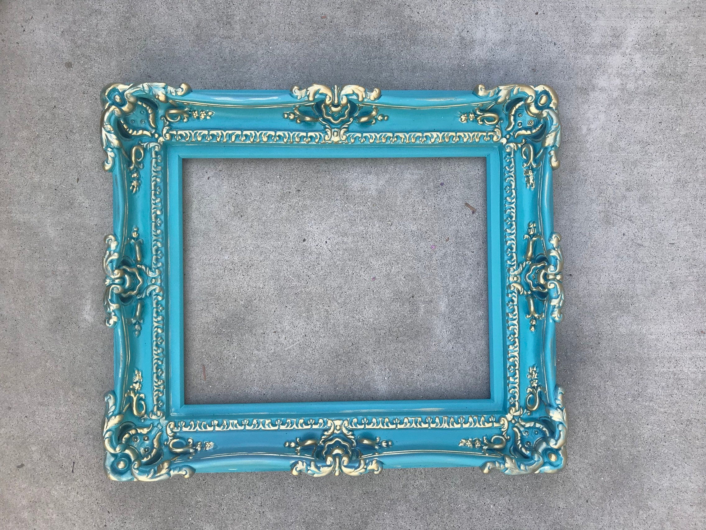 16x20 Turquoise Picture Frame, French Country Frame, Original Frame
