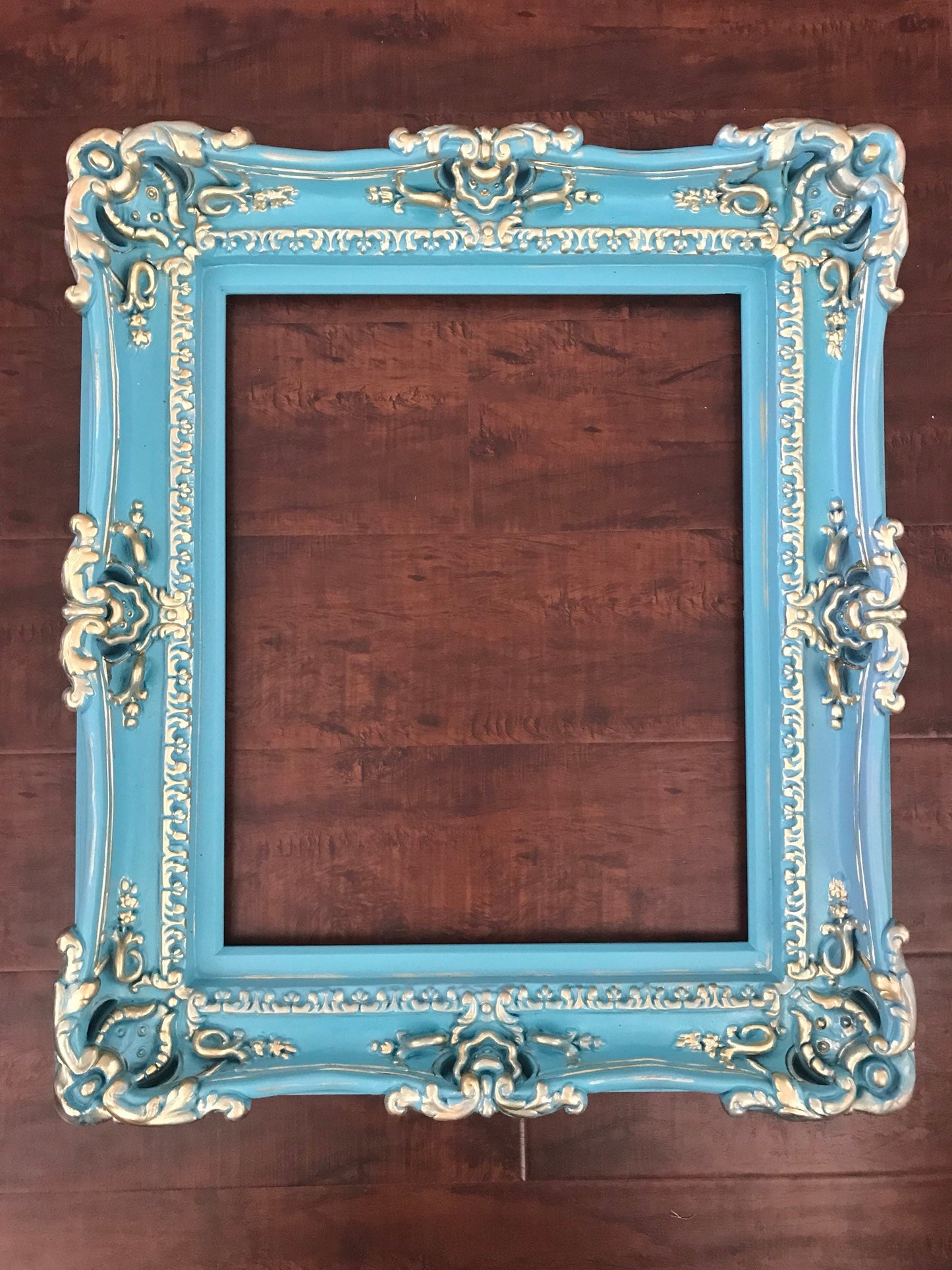 11x14 Turquoise picture frame, traditional frame, original frame