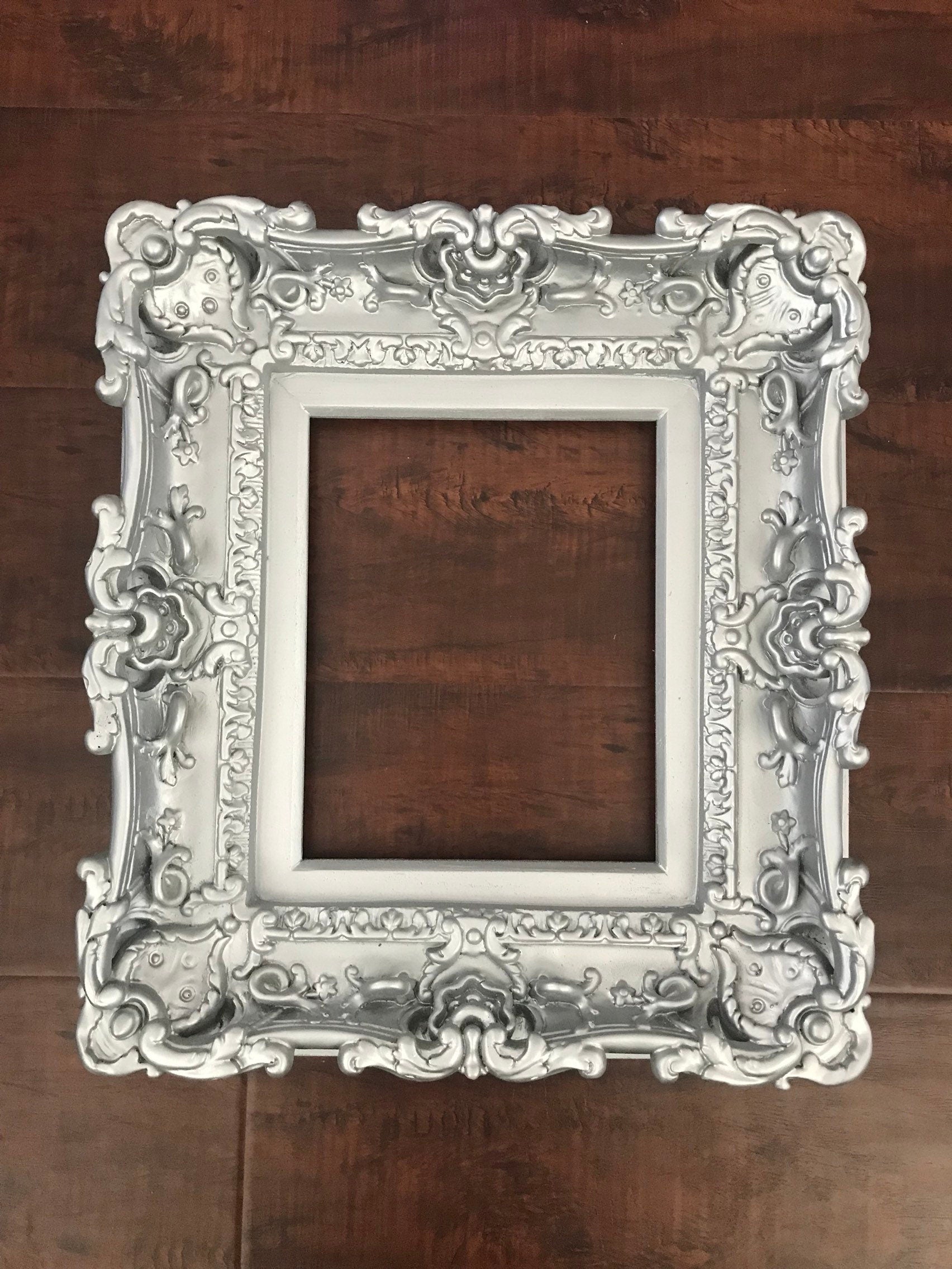 8x10 Silver Frame, Baroque Ornate Picture Frame, Artwork Fancy Small Photo Frame