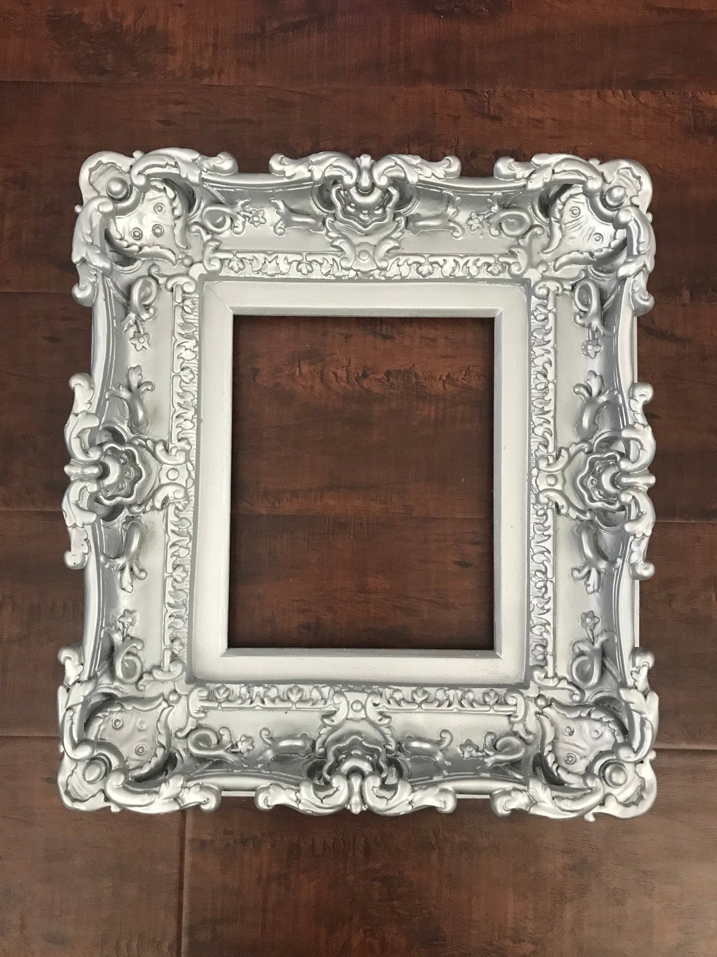 8.5x11 Silver Frame, Baroque Ornate Picture Frame, Fancy Small Photo Frame, Art Frame