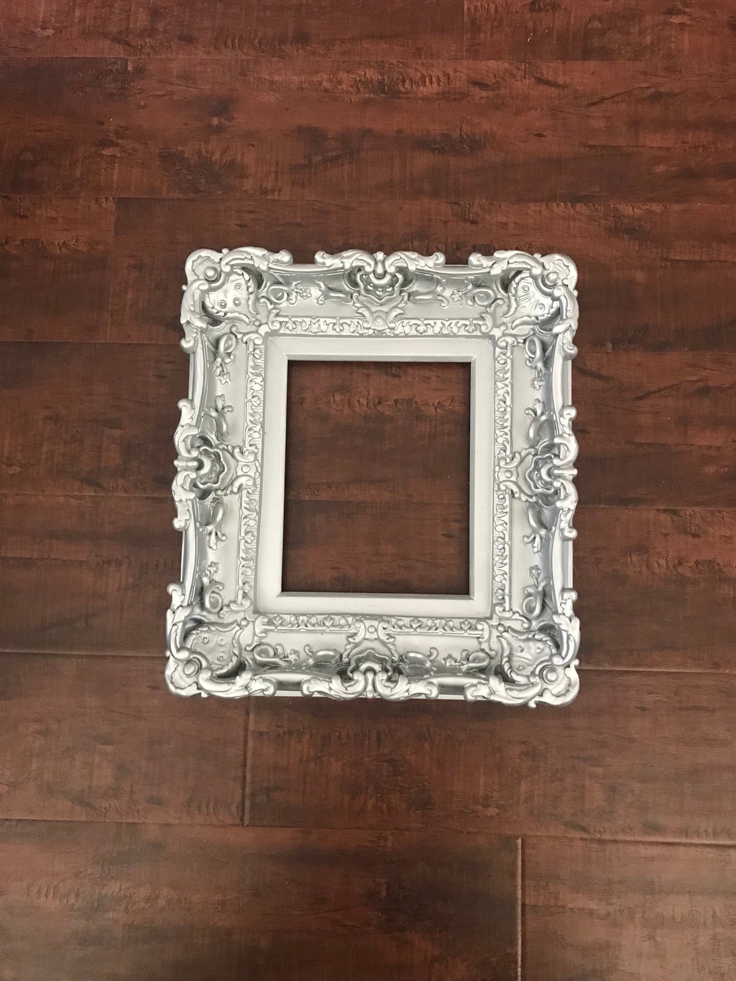 8.5x11 Silver Frame, Baroque Ornate Picture Frame, Fancy Small Photo Frame, Art Frame