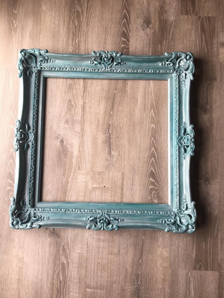 20x24 Vintage Teal Picture Frame, Ornate Cottage Frame, Distressed