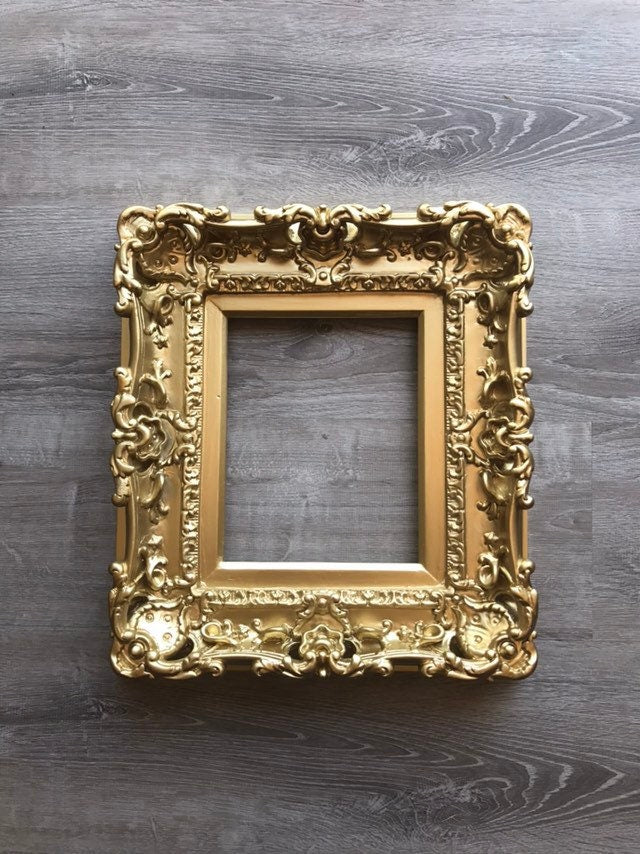 8.5x11 Gold Frame, Fancy Victorian Picture Frame, Mid Century Frame, Certificate Frame