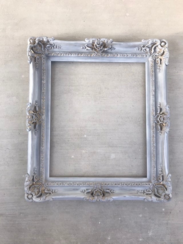 16x20 Vintage Gray Shabby Chic Picture Frame Gold Accents Distressed Frame