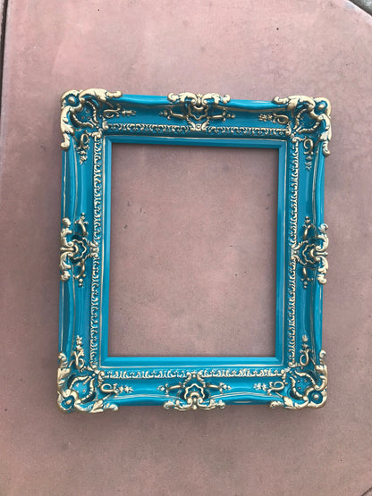 12x16 Fancy Picture Frame, Turquoise, Shabby Chic Photo Frame, Fancy Frame, Modern