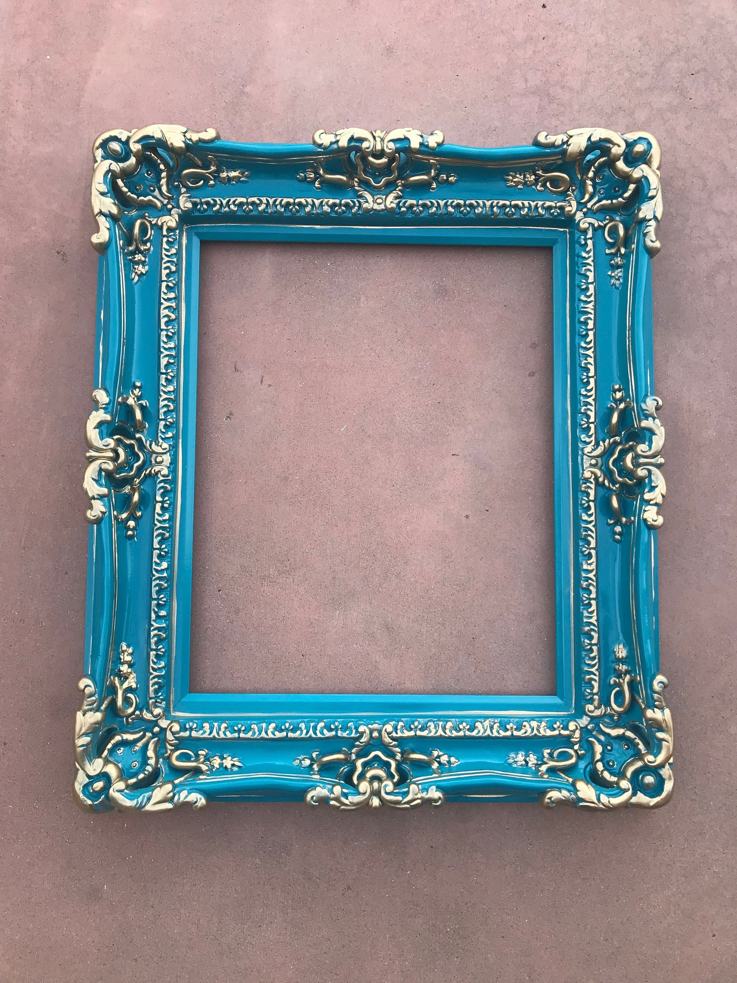 12x16 Fancy Picture Frame, Turquoise, Shabby Chic Photo Frame, Fancy Frame, Modern