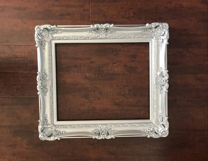 16x20 Wedding Silver Frame, Baroque Mid Century Ornate French Frame