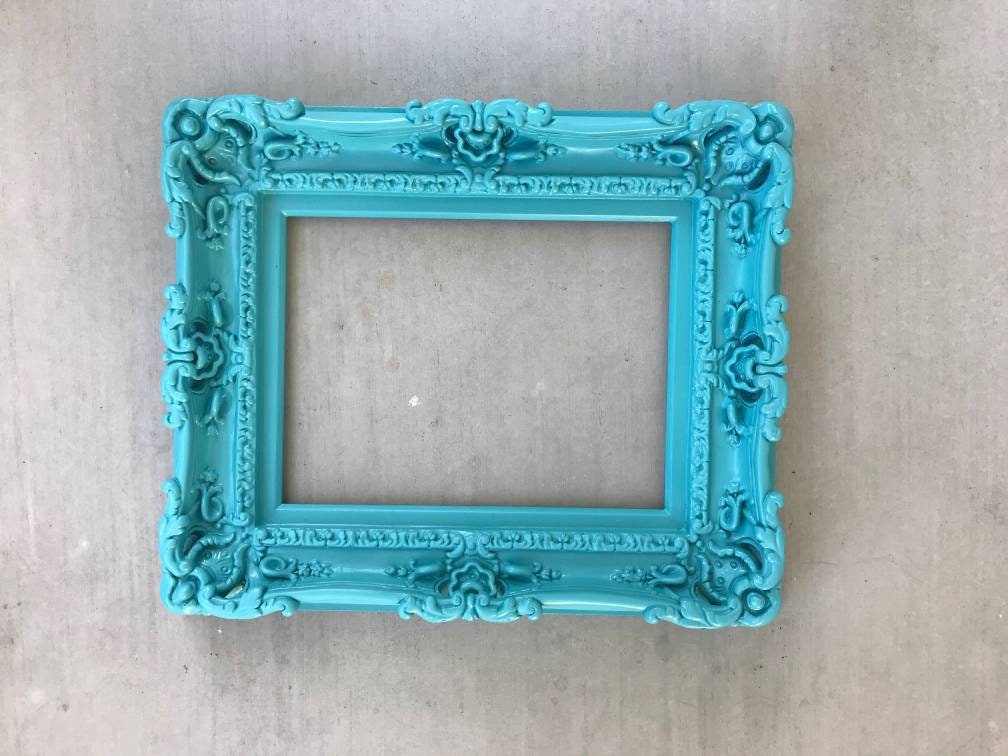 12x16 Turquoise Frame, Shabby Chic Style, Original frame, Ornate Photo Frame, Art Painting