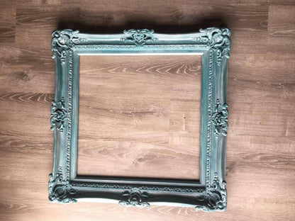 20x24 Vintage Teal Picture Frame, Ornate Cottage Frame, Distressed