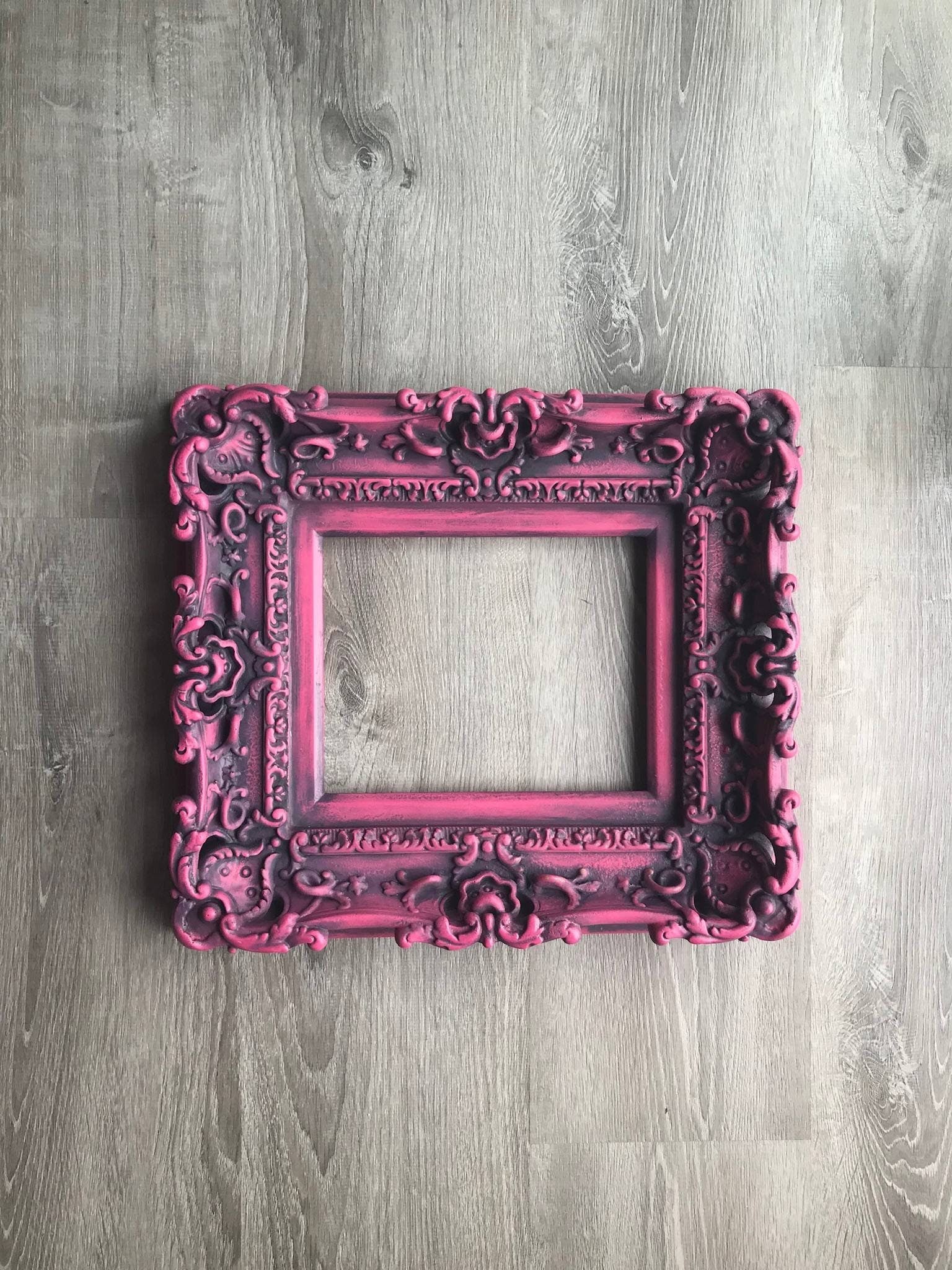 8x10 Vintage Berry Pink Frame, Baroque Ornate Frame, Picture Frame, Cottage Frame