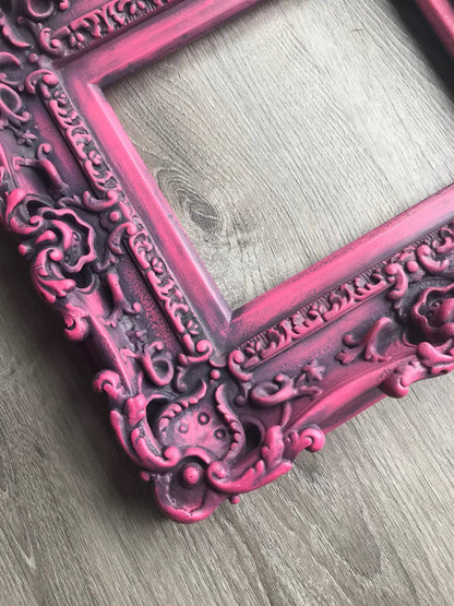 8.5x11 Vintage Berry Pink Frame, Baroque Ornate Frames, Picture Frame, Distressed Frame, Antique Baby Frame