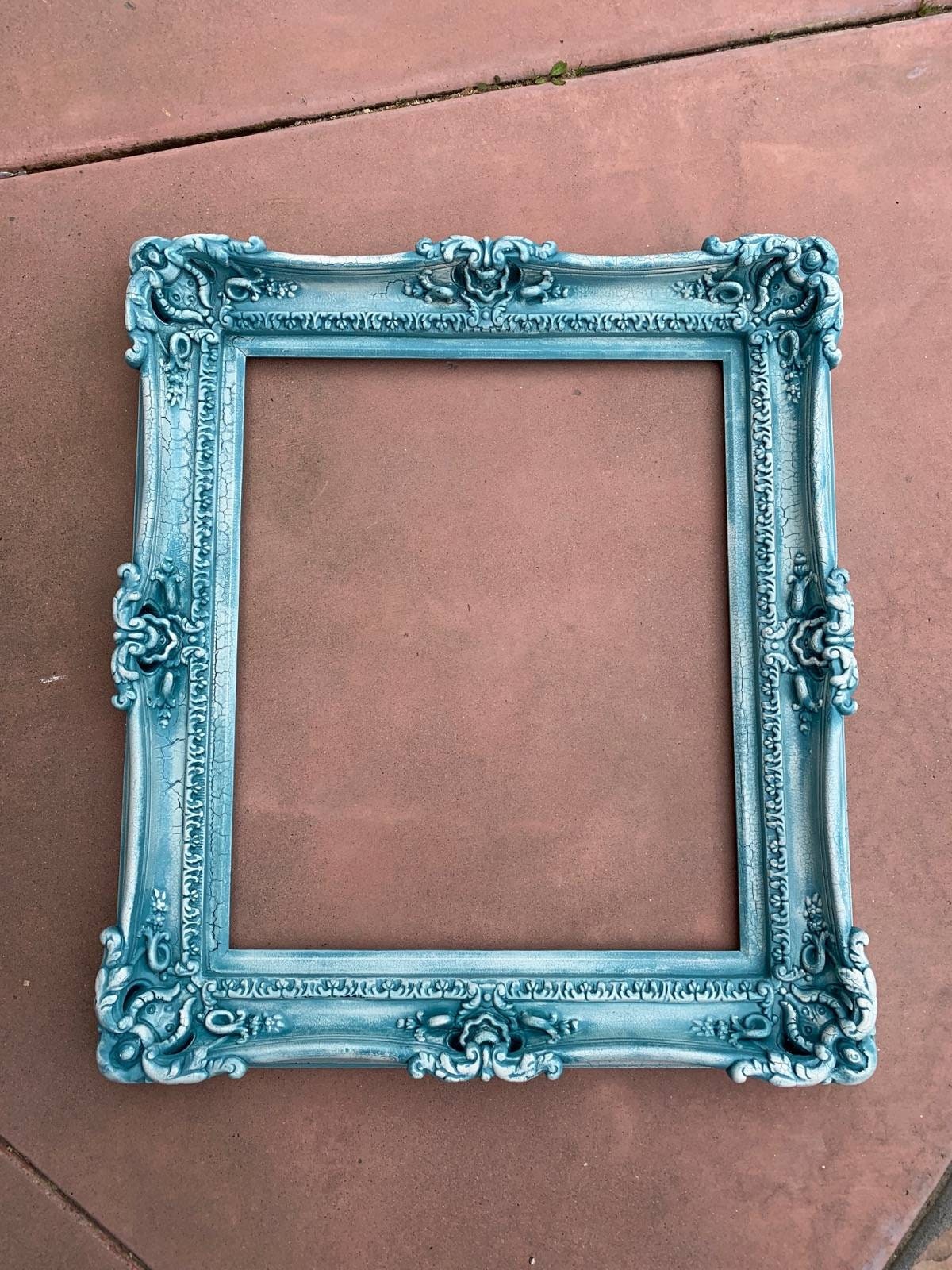 20x24 Vintage Crackled Picture Frame, Distressed Baroque Fancy Frame, Colonial Frame