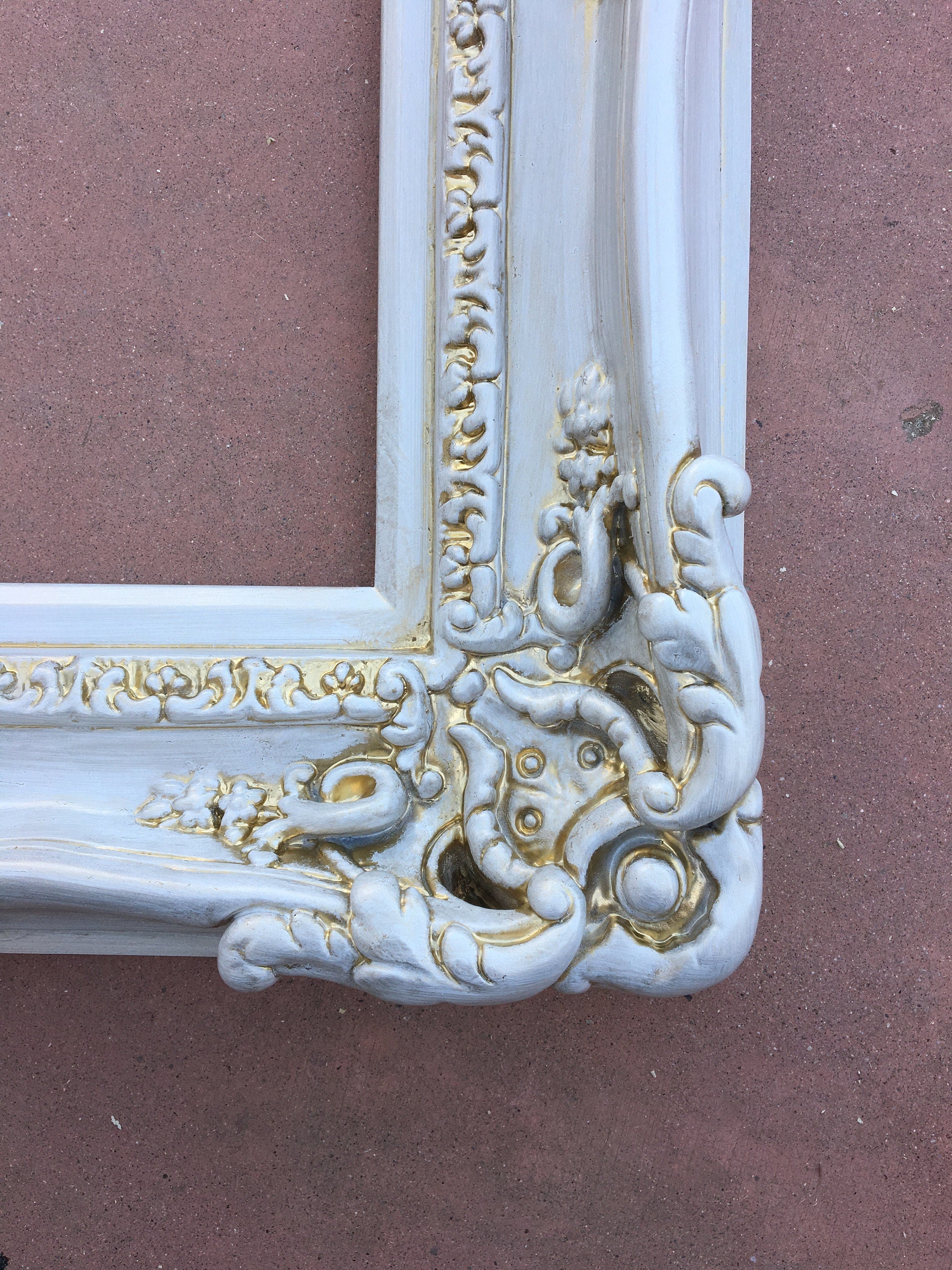11x14 Wedding White Picture Frame, French Country Ornate Style, Original