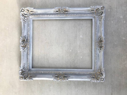 16x20 Vintage Gray Shabby Chic Picture Frame Gold Accents Distressed Frame