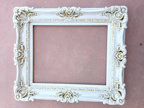 11x14 Wedding White Picture Frame, French Country Ornate Style, Original