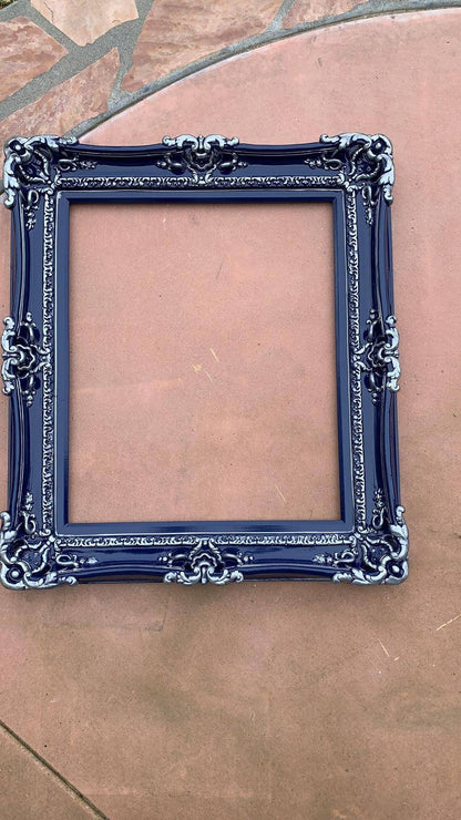 20x24 Navy Blue Baroque Picture Frame, Fancy Colonial Ornate Classic Frame