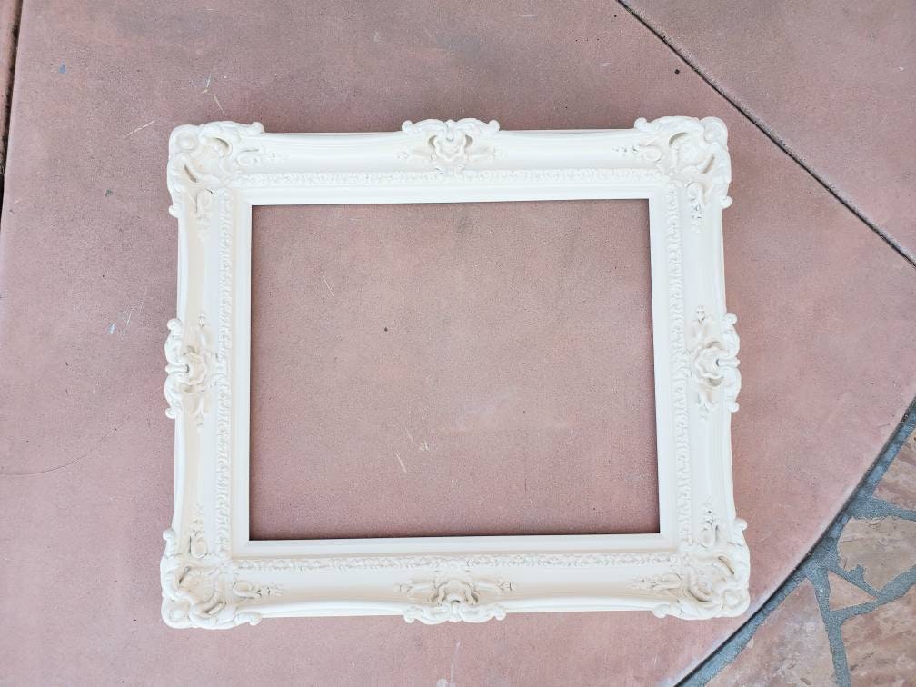 16x20 Ivory Picture Frame, Home Decor Ornate Frame, Fancy Mirror, Colonial Frame