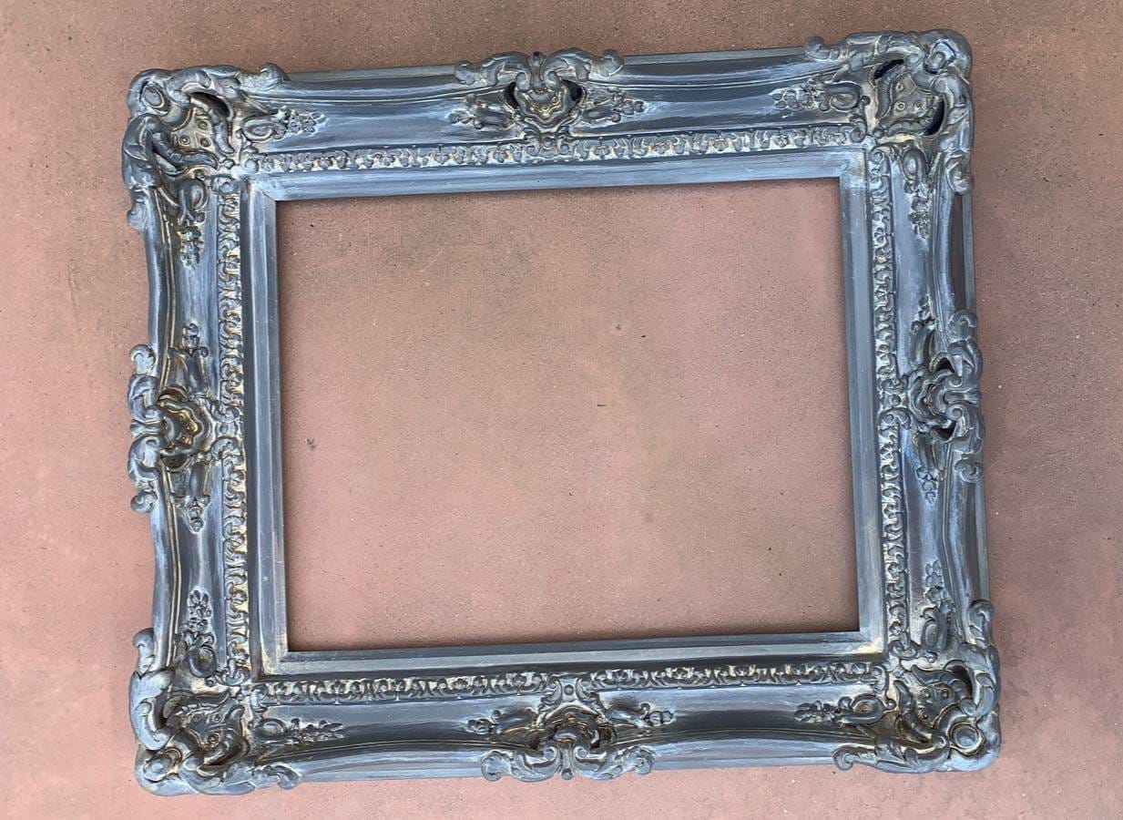 12x16 Vintage Gray Picture Frame, Shabby Chic Photo Frame, Fancy Baroque Frame