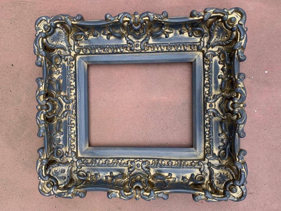 8x10 Gray Baroque Picture Frame, Art Wall Frame, Gothic Photo Frame, Shabby Painting