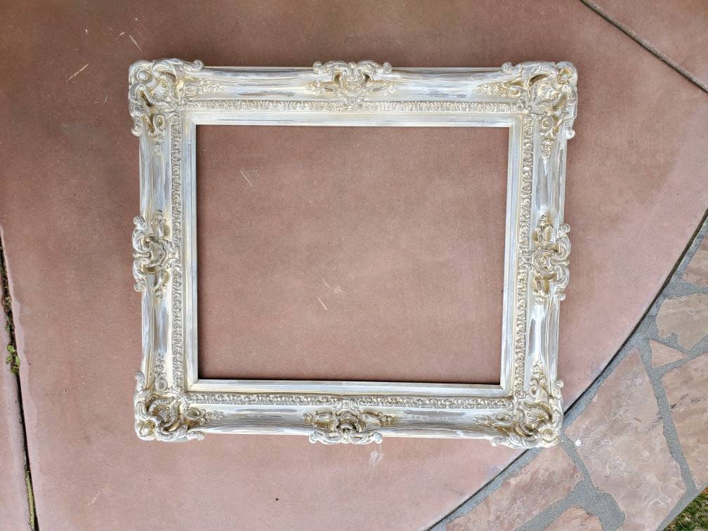 20x24 Vintage White Frame, Decorative French Home Decor Ornate Wall Frames