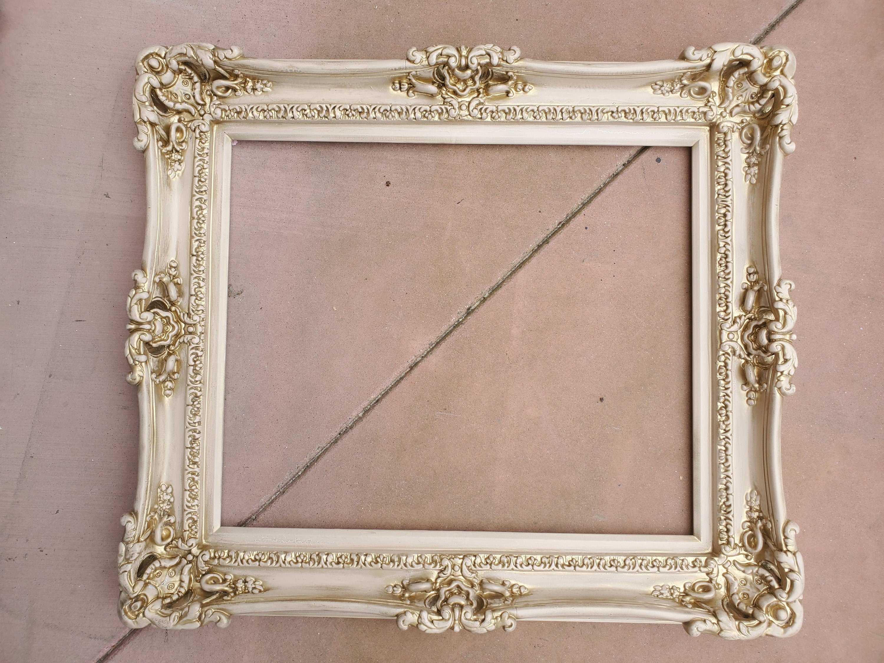 16x20 Distressed Vintage Frame, Shabby Chic Style, Ornate Wedding Frame, Cottage Chic