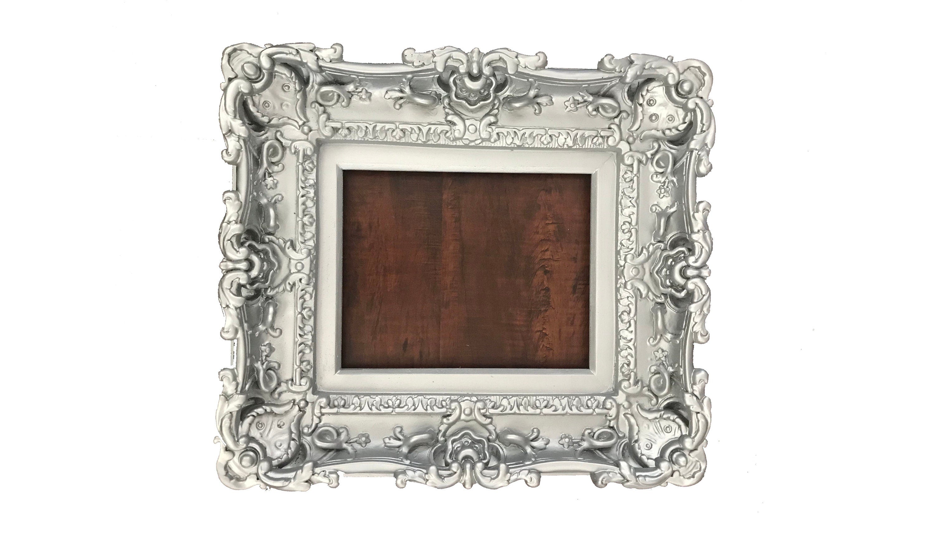 8x10 Silver Frame, Baroque Ornate Picture Frame, Artwork Fancy Small Photo Frame