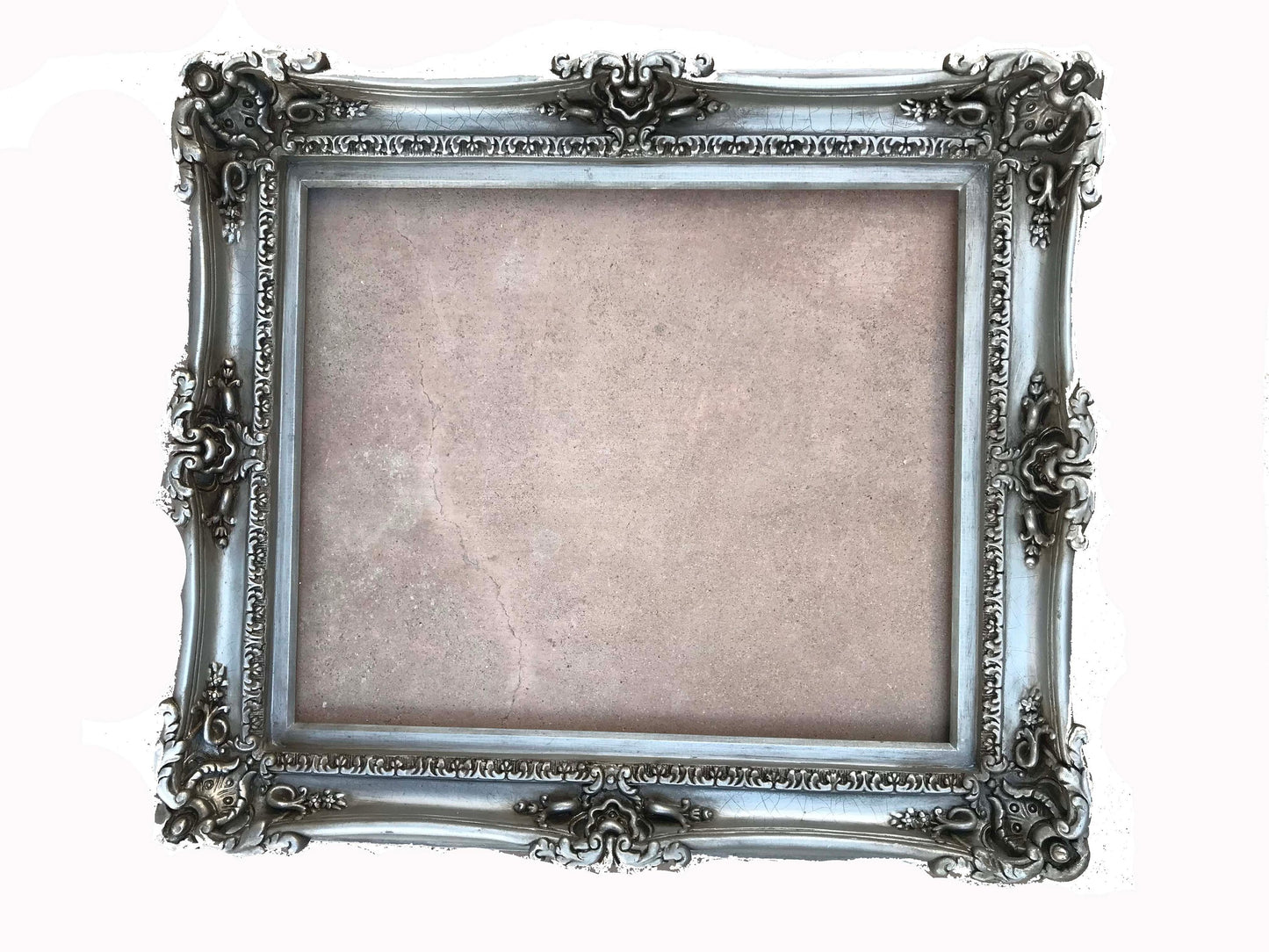 20x24 Vintage Silver Picture Frame in Distressed Style, Antique Frame